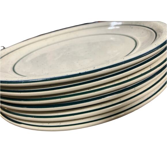 Tienshen Country Crock 11" Dinner Plate Green Crock Flecks Vintage Discontinued - Picture 7 of 7